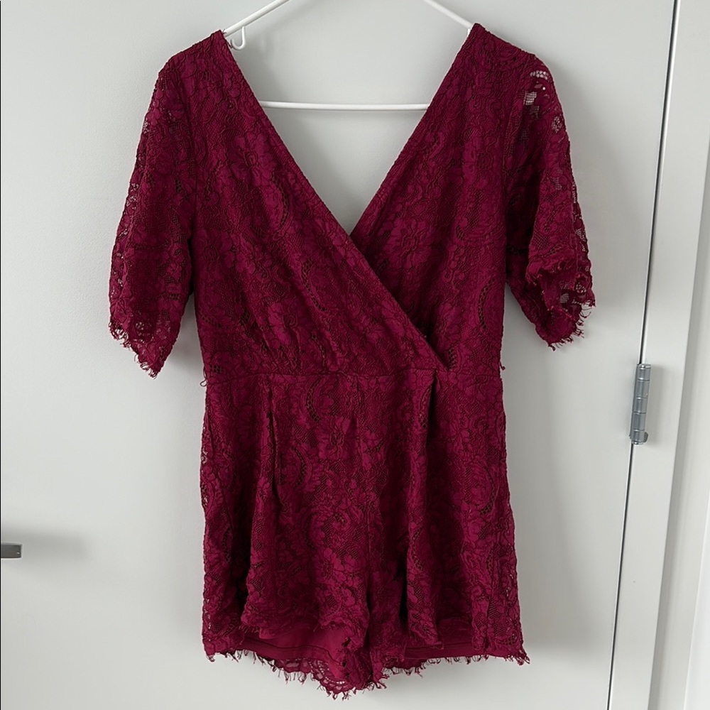 Maroon Lace Romper